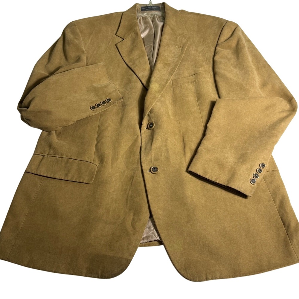 Gianfranco Ruffini Italy Tan‎ Suede Blazer 46R Jacket Men's Sport Coat STAINS